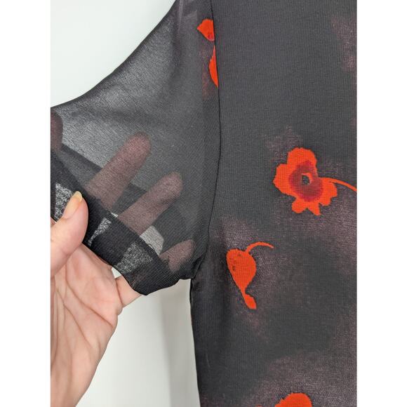 Vintage Elina Createur Burnout Black and Red Floral Women's 9 Dark Romantic - Picture 2 of 9